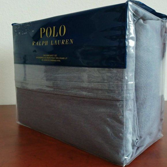 Polo Ralph Lauren FULL SIZE Sheet Set Chambray Light Blue Denim Color Bedding - Picture 9 of 11